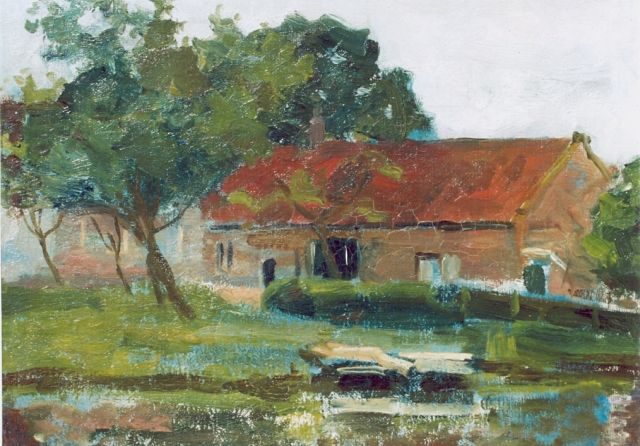 Piet Mondriaan | Boerderij aan het water i.o., olieverf op doek op schildersboard, 35,5 x 46,0 cm, gesigneerd l.o. en 1903-1904