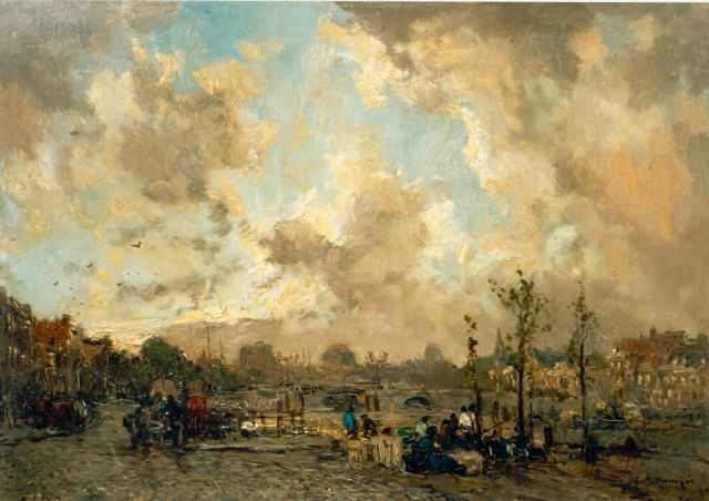 Johan Hendrik van Mastenbroek | Rotterdamse Leuvenhaven, olieverf op doek, 44,7 x 64,6 cm, gesigneerd r.o. en gedateerd 1913