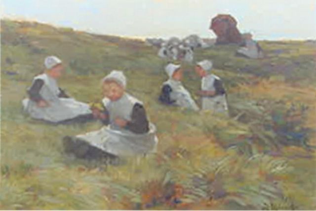 Marinus van der Maarel | In de duinen, olieverf op doek, 40,0 x 32,0 cm, gesigneerd r.o.