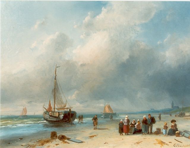 Charles Leickert | Strandgezichtje, olieverf op paneel, 18,4 x 25,3 cm, gesigneerd r.o. en gedateerd '86