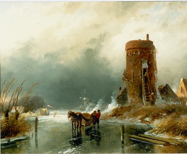 Charles Leickert | Storm op komst, olieverf op paneel, 15,2 x 19,5 cm, gesigneerd r.o.