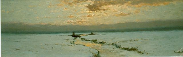 Cornelis Kuijpers | Besneeuwd polderlandschap, olieverf op paneel, 16,5 x 18,2 cm, gesigneerd r.o.