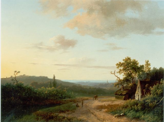 Marinus Adrianus Koekkoek I | Landschap met boerderij, olieverf op paneel, 20,7 x 26,5 cm, gesigneerd m.o.