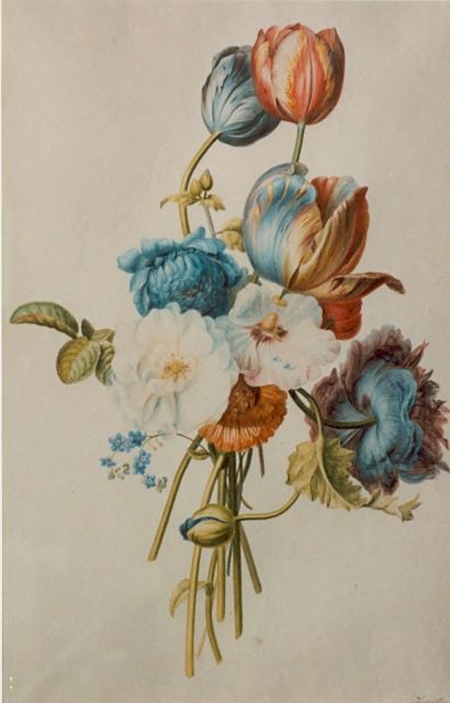 Henriëtte Knip | Bloemstilleven, aquarel op papier, 52,5 x 35,5 cm, gesigneerd r.o.