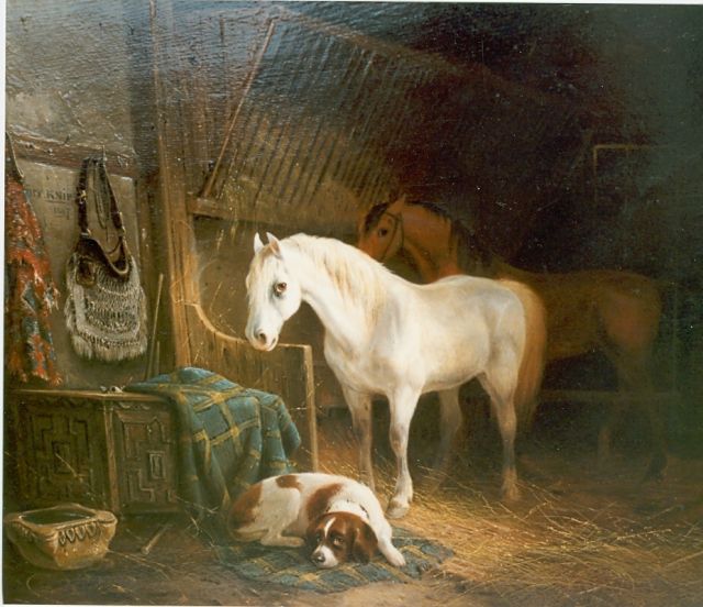 August Knip | Stalinterieur, olieverf op paneel, 34,7 x 40,5 cm, gesigneerd u.l.