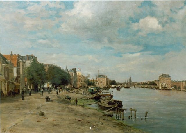Willem Oppenoorth | Amsterdams stadsgezicht, olieverf op doek, 70,8 x 101,0 cm, gesigneerd l.o.