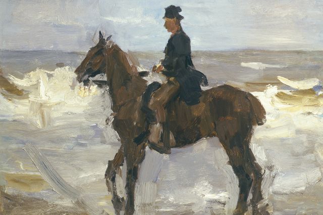 Isaac Israels | Ruiter op het strand, olieverf op doek op paneel, 37,4 x 55,5 cm
