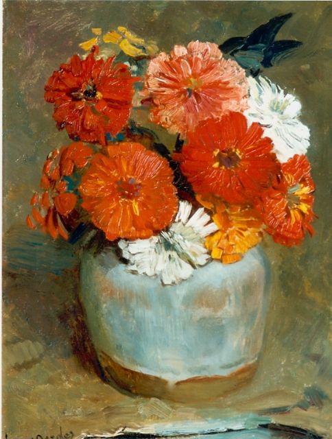 Frans Oerder | Bloemstilleven, olieverf op doek, 40,0 x 30,5 cm, gesigneerd l.o.