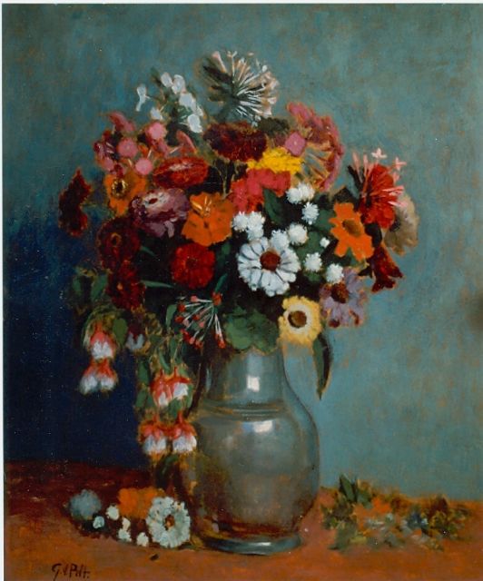 Gottfried van Pelt | Bloemstilleven, olieverf op schildersboard, 76,0 x 64,0 cm, gesigneerd r.o.