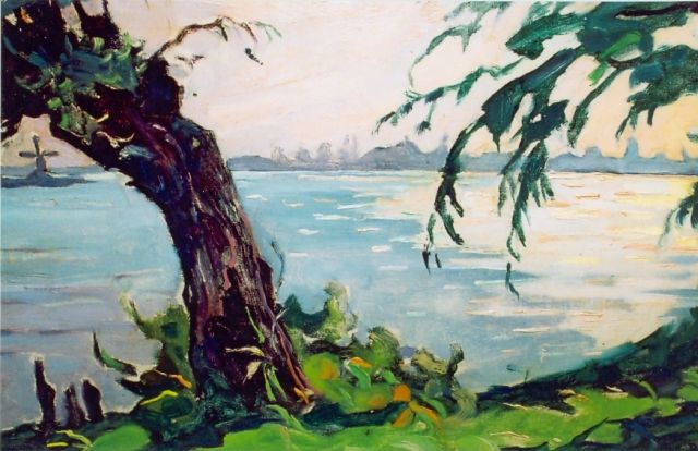 Adri Pieck | Riviergezicht, olieverf op doek, 37,0 x 56,0 cm
