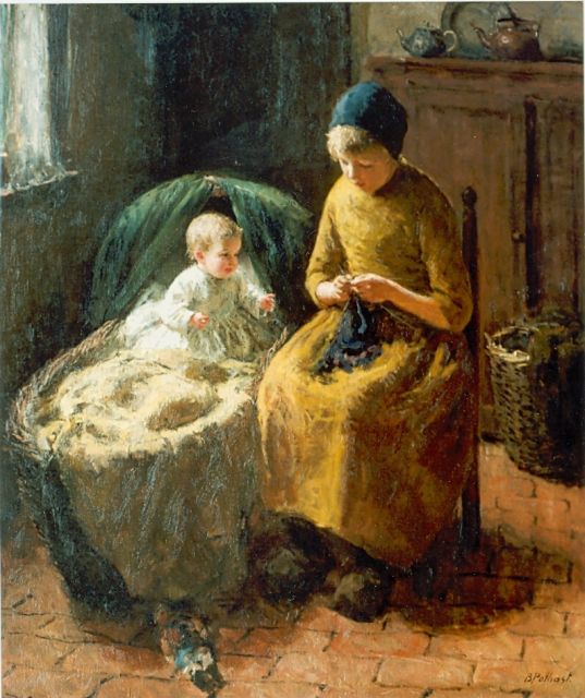 Bernard Pothast | De twee zusjes, olieverf op doek, 77,0 x 65,0 cm, gesigneerd r.o.