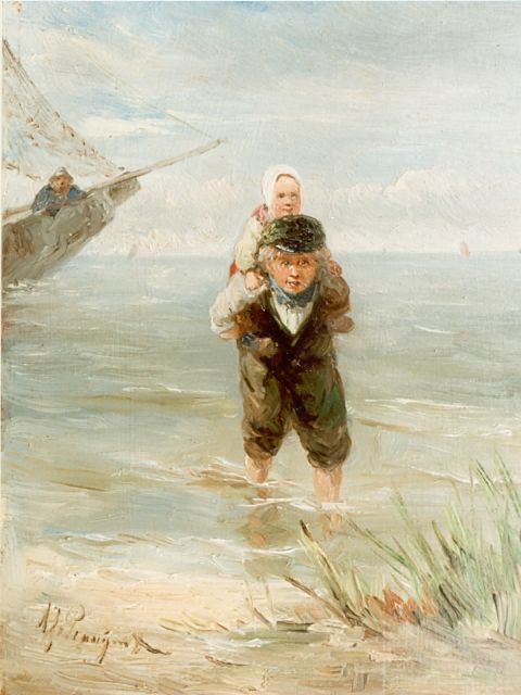 Albert Jurardus van Prooijen | Pootje baden, olieverf op paneel, 23,0 x 18,0 cm, gesigneerd r.o.