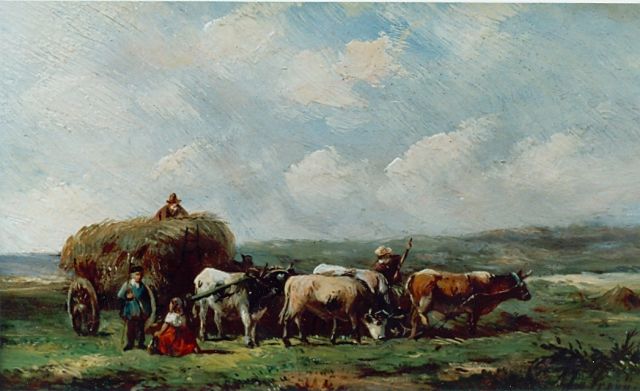 Albert Jurardus van Prooijen | Hooitijd, olieverf op paneel, 12,7 x 20,0 cm, gesigneerd r.o.