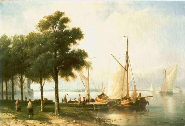 Nicolaas Riegen | Klaar voor een zeiltochtje, olieverf op doek, 44,5 x 68,2 cm, gesigneerd r.o. en gedateerd '63