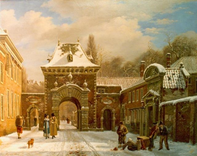 Bart van Hove | Grenadierspoort Binnenhof Den Haag, olieverf op paneel, 39,4 x 49,5 cm, gesigneerd l.o.