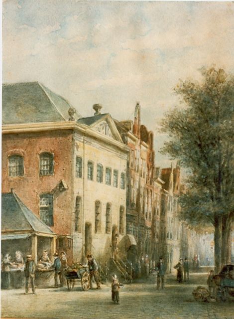 Petrus Gerardus Vertin | Figuren bij een marktstalletje, aquarel op papier, 35,6 x 29,7 cm, gesigneerd r.o. en gedateerd 1891