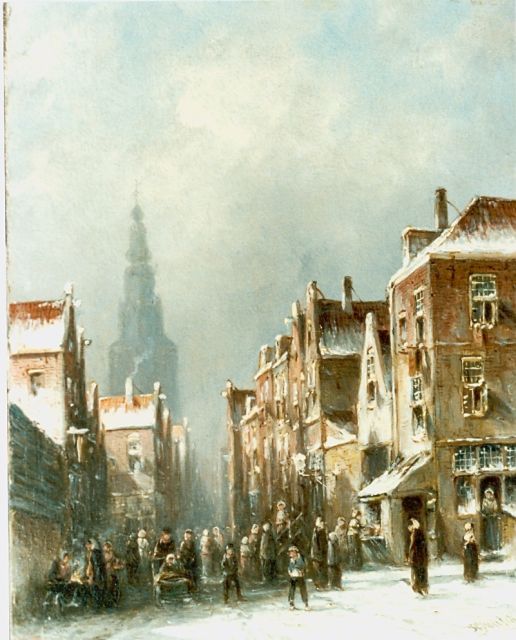 Petrus Gerardus Vertin | Winters straatje, olieverf op paneel, 26,5 x 19,5 cm, gesigneerd r.o. en gedateerd '56