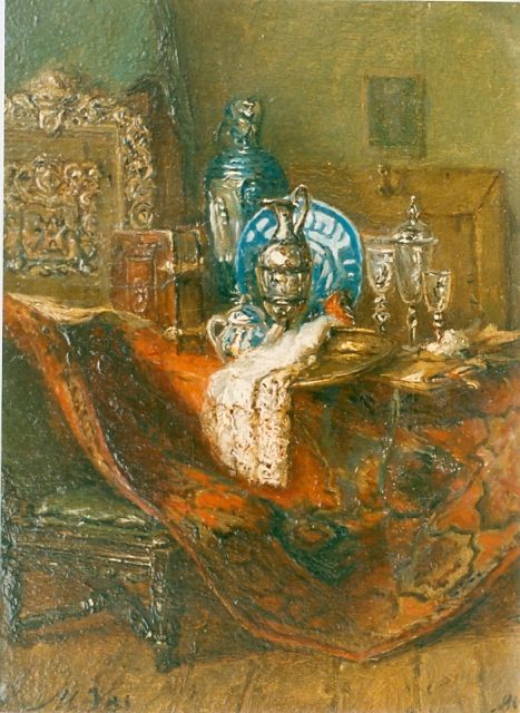 Maria Vos | Stilleven, olieverf op doek op paneel, 19,3 x 14,9 cm, gesigneerd l.o.