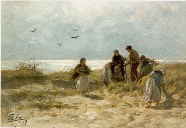 Philip Sadée | Hellinggras planten op de duintoppen, olieverf op paneel, 21,5 x 32,0 cm, gesigneerd r.o. en gedateerd '79