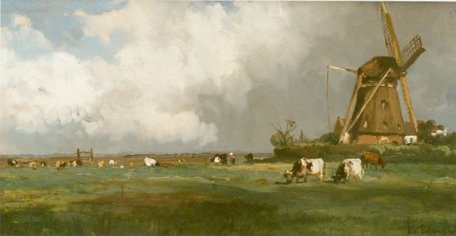 Edmond Schampheleer | Studie Abcoude, olieverf op paneel, 25,6 x 48,6 cm, gesigneerd r.o. en gedateerd 1878