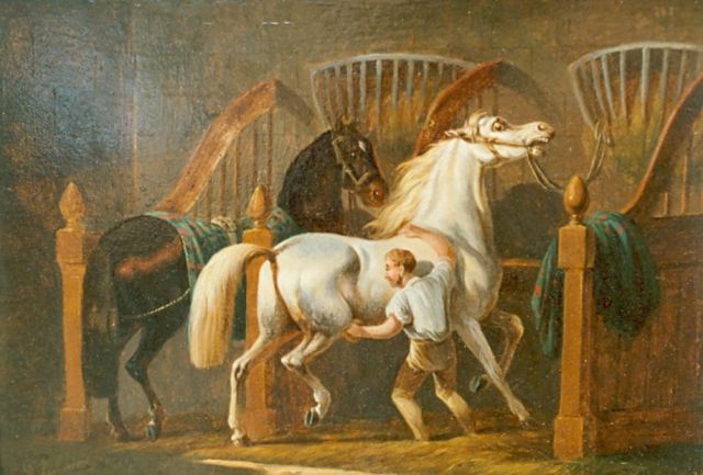 Albertus Verhoesen | De vurige hengst, olieverf op paneel, 12,0 x 16,5 cm, gesigneerd l.o.
