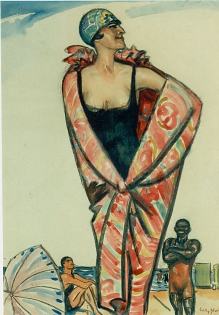 Willy Sluiter | Het fotomodel, gemengde techniek op papier, 48,0 x 37,0 cm, gesigneerd r.o.