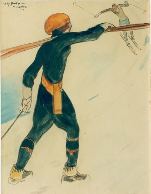 Willy Sluiter | Op weg naar boven, gemengde techniek op board, 48,0 x 37,0 cm, gesigneerd l.b.