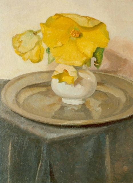 Bernard Schregel | Bloemstilleven, olieverf op board, 23,3 x 24,0 cm, gesigneerd r.o.