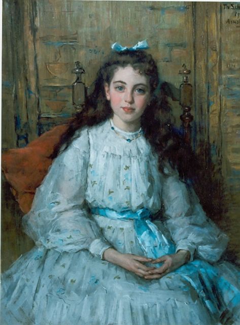 Thérèse Schwartze | Jong meisje in witte jurk, pastel op papier, 106,0 x 86,0 cm, gesigneerd r.b. en Gedateerd '1903 Amsterdam'