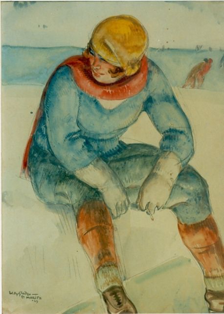 Willy Sluiter | Even een sigaret, 48,0 x 37,0 cm, gesigneerd l.o. en gedateerd '27