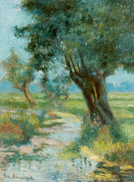 Anton Smeerdijk | Wilgensloot te Kortenhoef, olieverf op paneel, 23,7 x 18,2 cm, gesigneerd l.o.
