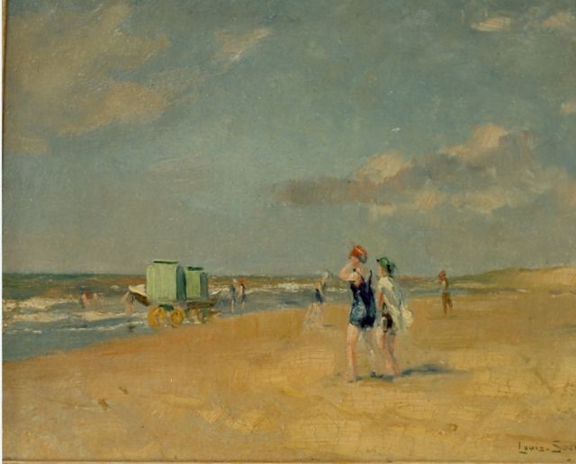 Louis Soonius | Strandvermaak, olieverf op doek, 27,5 x 35,0 cm, gesigneerd r.o. en gedateerd 1922