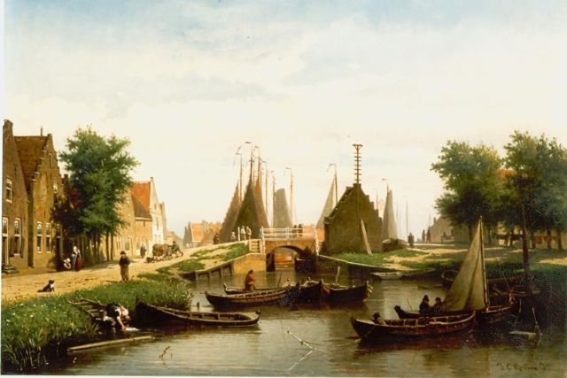Coen Greive | Hollandse stad aan een vaart, olieverf op paneel, 44,0 x 64,0 cm, gesigneerd r.o.