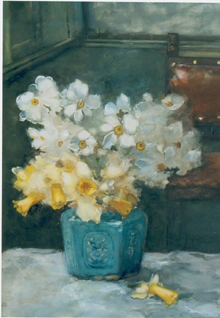 Willem Weissenbruch | Bloemstilleven, aquarel op papier, 64,6 x 49,2 cm, gesigneerd r.o.