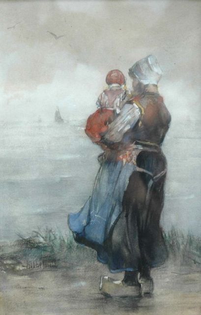 Hobbe Smith | Vissermansvrouw, aquarel op papier, 27,5 x 19,0 cm, gesigneerd l.o.