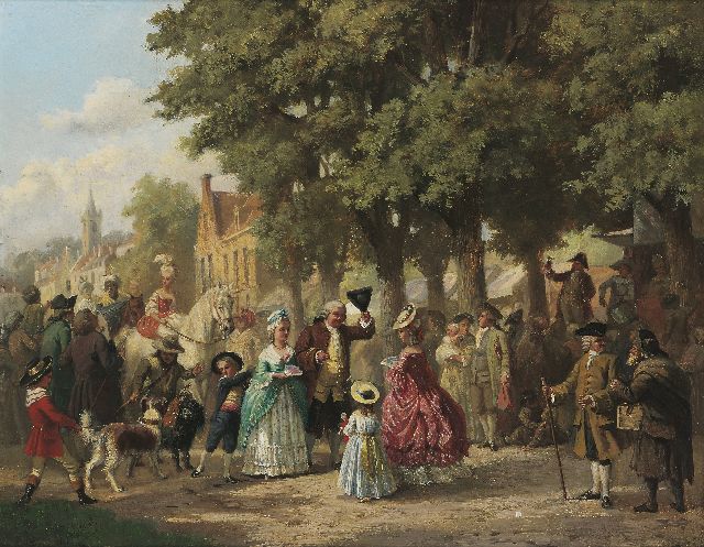 Jan Jacob Zuidema Broos | De optocht, olieverf op paneel, 31,9 x 40,4 cm, gesigneerd l.o.