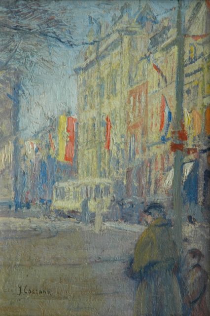Ko Cossaar | Feestdag in Den Haag, olieverf op doek op paneel, 30,0 x 21,0 cm, gesigneerd l.o.