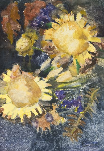 Tollenaar J.  | Prothea's, ecoline inkt op papier 51,2 x 73,2 cm, gesigneerd r.o.