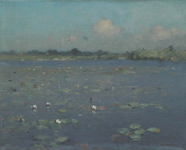 Aris Knikker | Waterlelies, olieverf op doek, 24,4 x 30,4 cm, gesigneerd r.o.