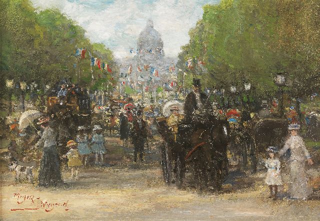 Meyer-Wiegand R.D.  | Feestdag in Parijs, olieverf op paneel 14,0 x 20,0 cm, gesigneerd l.o.