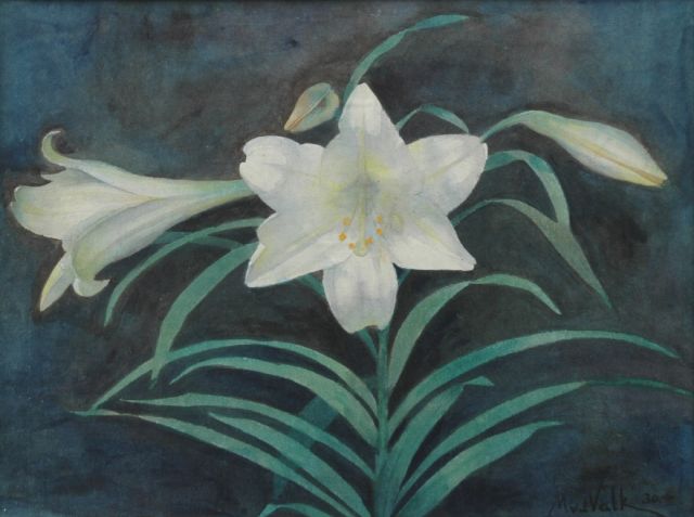 Mauritx Willem van der Valk | Witte lelie, potlood en aquarel op papier, 27,9 x 36,8 cm, gesigneerd r.o. en gedateerd '30