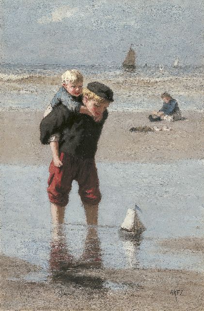 David Artz | Hoog en droog, olieverf op doek, 45,5 x 30,0 cm, gesigneerd r.o.