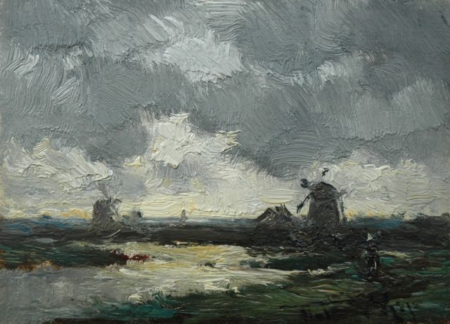 Willem Rip | Wolk Effect, avond, olieverf op paneel, 11,5 x 16,0 cm, gesigneerd r.o.