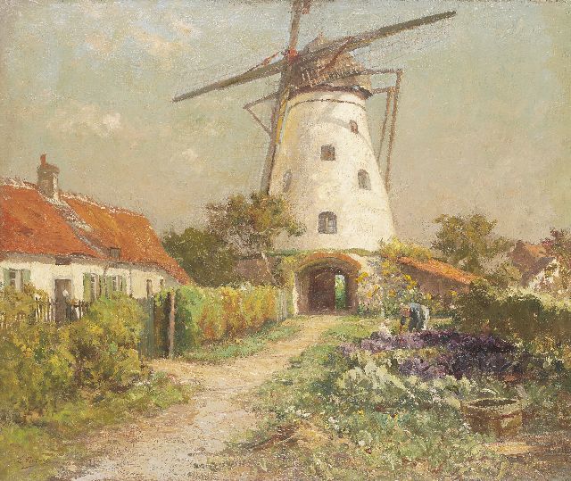 Evert Pieters | Moestuin bij een molen, olieverf op doek, 70,3 x 84,2 cm, gesigneerd l.o.