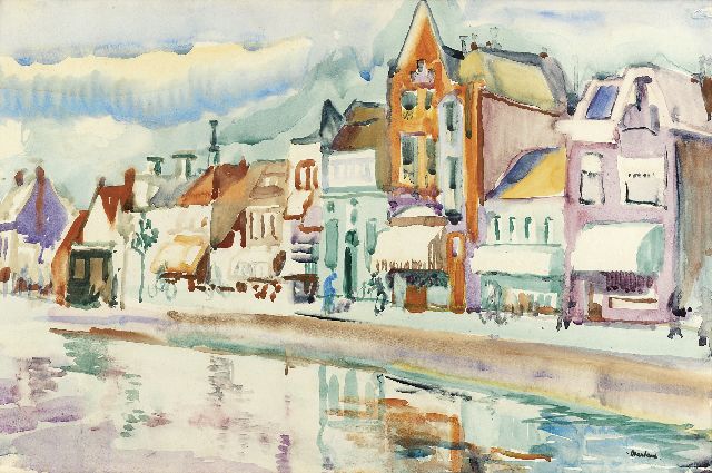 George Martens | Het Schuitendiep, Groningen, aquarel op papier, 32,0 x 49,0 cm, gesigneerd r.o. met naamstempel