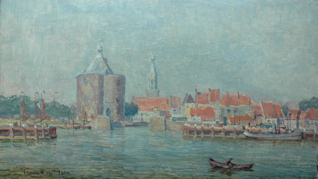 Berntsen F.J.J.A.A.  | Het havenfront van Enkhuizen, olieverf op board 44,0 x 75,7 cm, gesigneerd l.o.