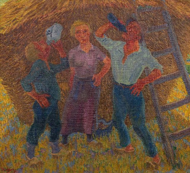 Henk Melgers | Drinkende boeren, Drenthe, olieverf op doek, 68,3 x 74,6 cm, gesigneerd l.o. en verso en te dateren ca. 1928