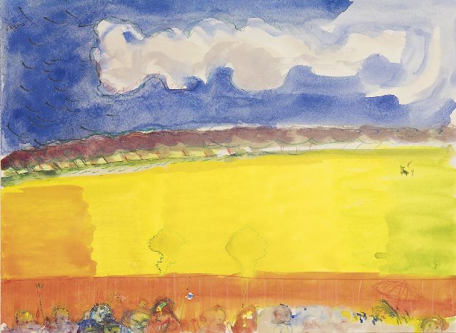 Jacques Slegers | Offerfeest II (samen met 10579), aquarel op papier, 28,2 x 38,5 cm, gesigneerd l.b.