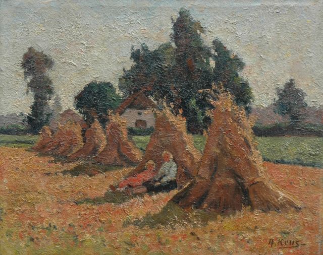 Adriaan Keus | Oogsttijd, olieverf op doek, 28,6 x 35,3 cm, gesigneerd r.o.