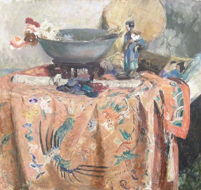 Ans van den Berg | De Chinese lap, olieverf op doek, 67,6 x 72,0 cm, gesigneerd l.o.